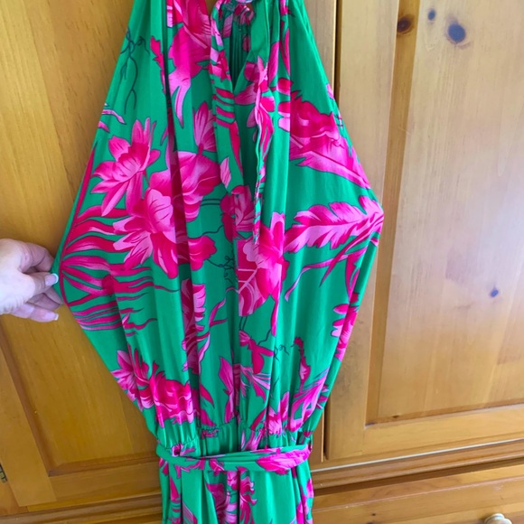 Cupshe Green and Pink Floral Midi Dress - Picture 3 of 5